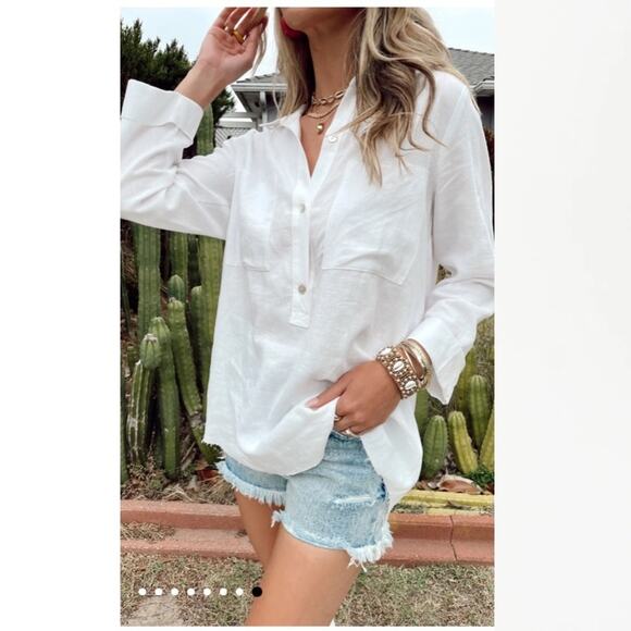 Show Me Your MuMu Tops - Show Me Your Mumu SMYM white Stayton long sleeve tunic top NEW SMALL